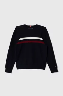 Swetry dla chłopców - Tommy Hilfiger sweter bawełniany dziecięcy kolor granatowy - grafika 1