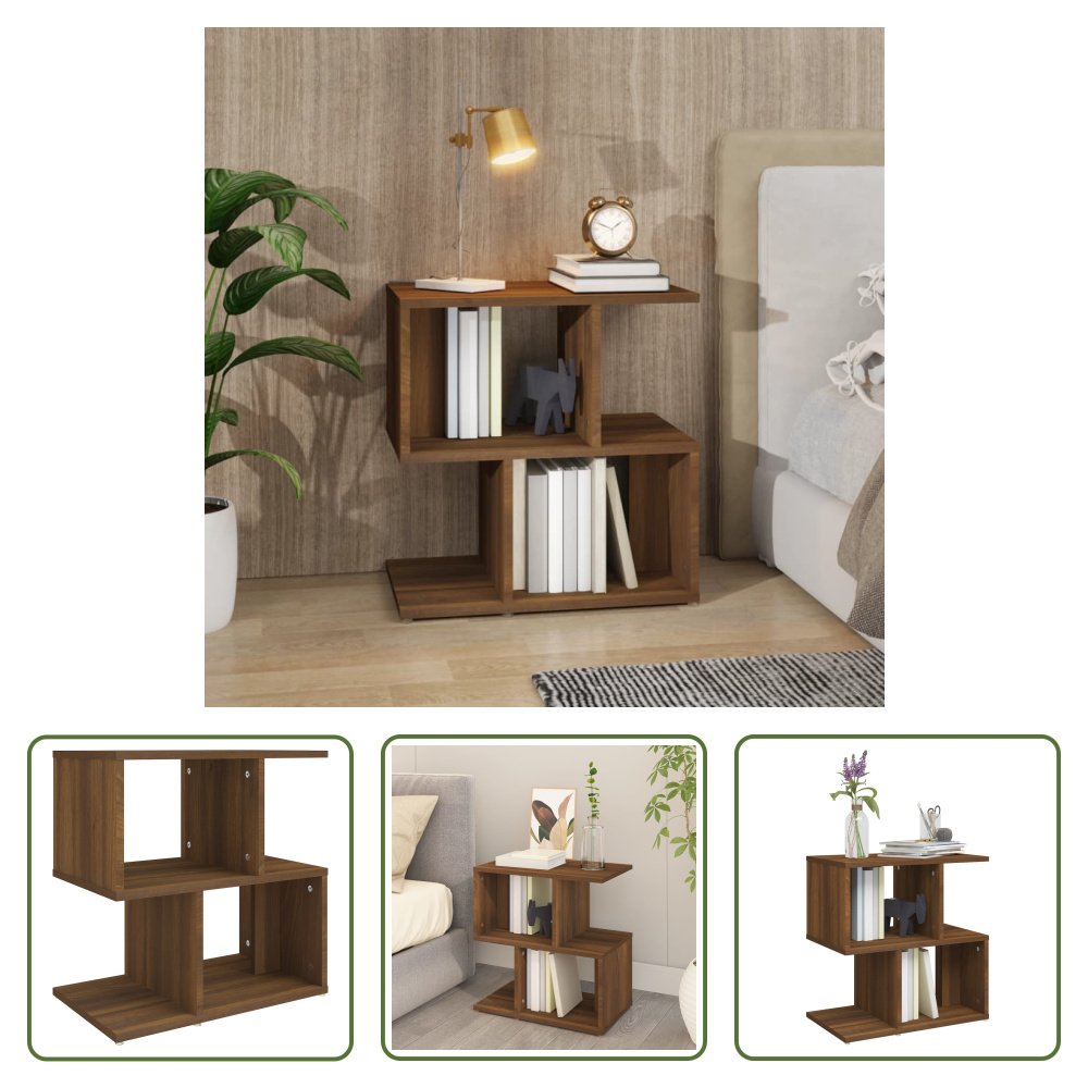 The Living Store szafka nocna brązowy dąb 50x30x51,5 cm materiał drewnopochodny
