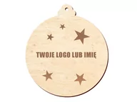 Bombki - PartyShow Zawieszka drewniana bombka z imieniem lub logo firmy - 11 cm - 1 szt. DBN-B-GR03 - miniaturka - grafika 1