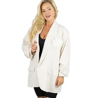 Marynarki i żakiety damskie - Marynarka oversize z odpinaną różą i marszczonymi rękawami ROSA - miniaturka - grafika 1