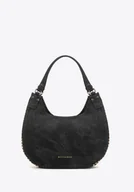 Torebki damskie - Damska torebka worek w dekoracyjne dżety czarna - miniaturka - grafika 1