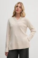 Swetry damskie - Joop! sweter z domieszką wełny damski kolor beżowy  30043951 - miniaturka - grafika 1