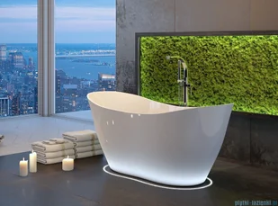 Besco Viya 170x72cm wanna wolnostojąca konglomeratowa + syfon klik-klak chrom #WMD-170-V | - Wanny z hydromasażem - miniaturka - grafika 6