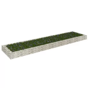 vidaXL Podwyższona donica gabionowa, galwanizowana stal, 400x100x20 cm - Donice - miniaturka - grafika 1