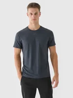 Koszulki sportowe męskie - 4F Koszulka treningowa regular szybkoschnąca męska - szara XXL - miniaturka - grafika 1