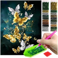 Zabawki kreatywne - Haft Diamentowy ARTULIO, Obraz DIY 5D, Diamond Painting, Mozaika diamentowa 30x40cm (Motyle w ciemnej scenerii) + zestaw akcesoriów - miniaturka - grafika 1