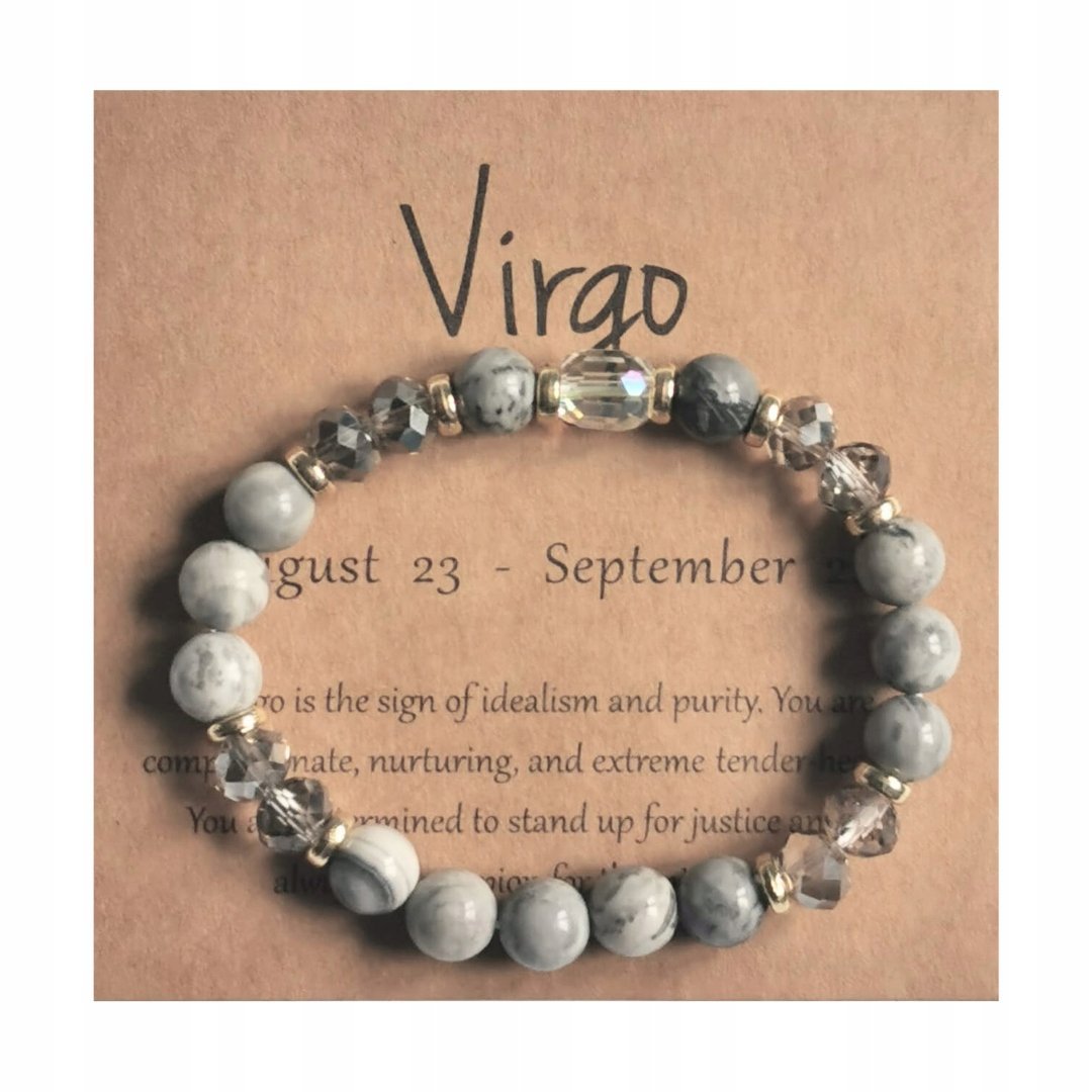 Bransoletka Zodiakalna Panna Elastyczna Kamienie Kryształ Stylowa
