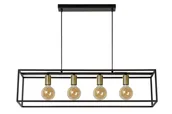 Lampy sufitowe - Lucide Ruben 00424/04/30 Lampa wisząca zwis oprawa 4x40W E27 czarna/satynowy mosiądz - miniaturka - grafika 1