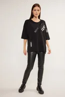 Koszulki i topy damskie - Bawełniany t-shirt w sportowym stylu - Monnari - miniaturka - grafika 1