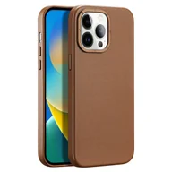Etui i futerały do telefonów - Dux Ducis Grit skórzane etui do iPhone 14 Pro Max elegancki pokrowiec ze sztucznej skóry (kompatybilne z MagSafe) brązowy - miniaturka - grafika 1