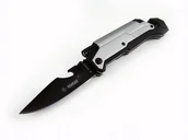 Noże - Nóż ratowniczy z krzesiwem latarką otwieraczem Kandar srebrny - miniaturka - grafika 1