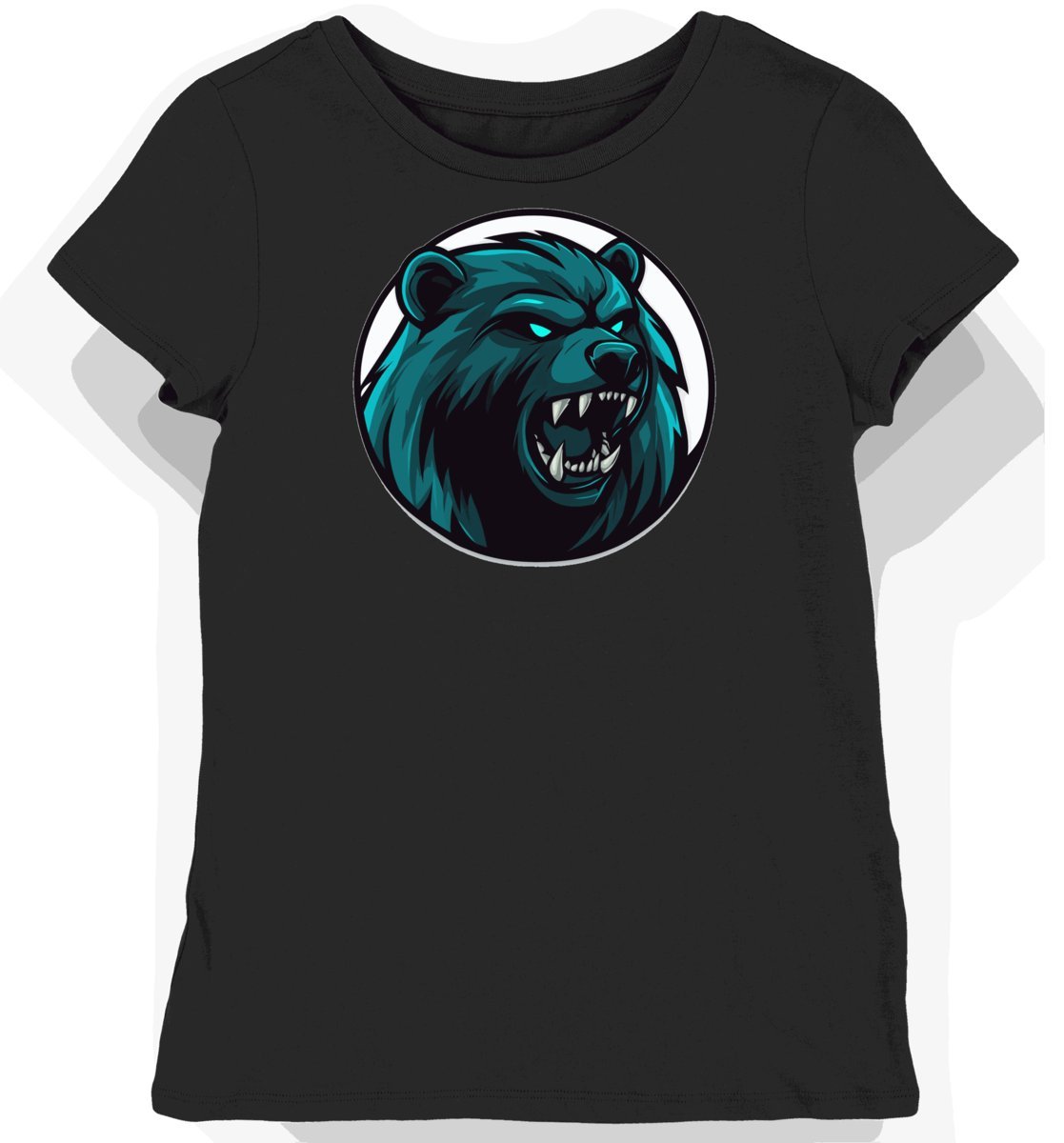 Koszulka damska czarna z motywem niedźwiedzia drużyny esportowej XL