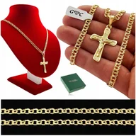 Biżuteria dla dzieci - ELEGANCKI MĘSKI ZŁOTY ŁAŃCUSZEK GARIBALDI 50cm/4,5mm + KRZYŻYK 925 SREBRO - miniaturka - grafika 1