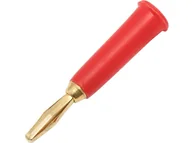 Kable - 1595#                Wtyk banan złoty lutowany czerwony - miniaturka - grafika 1