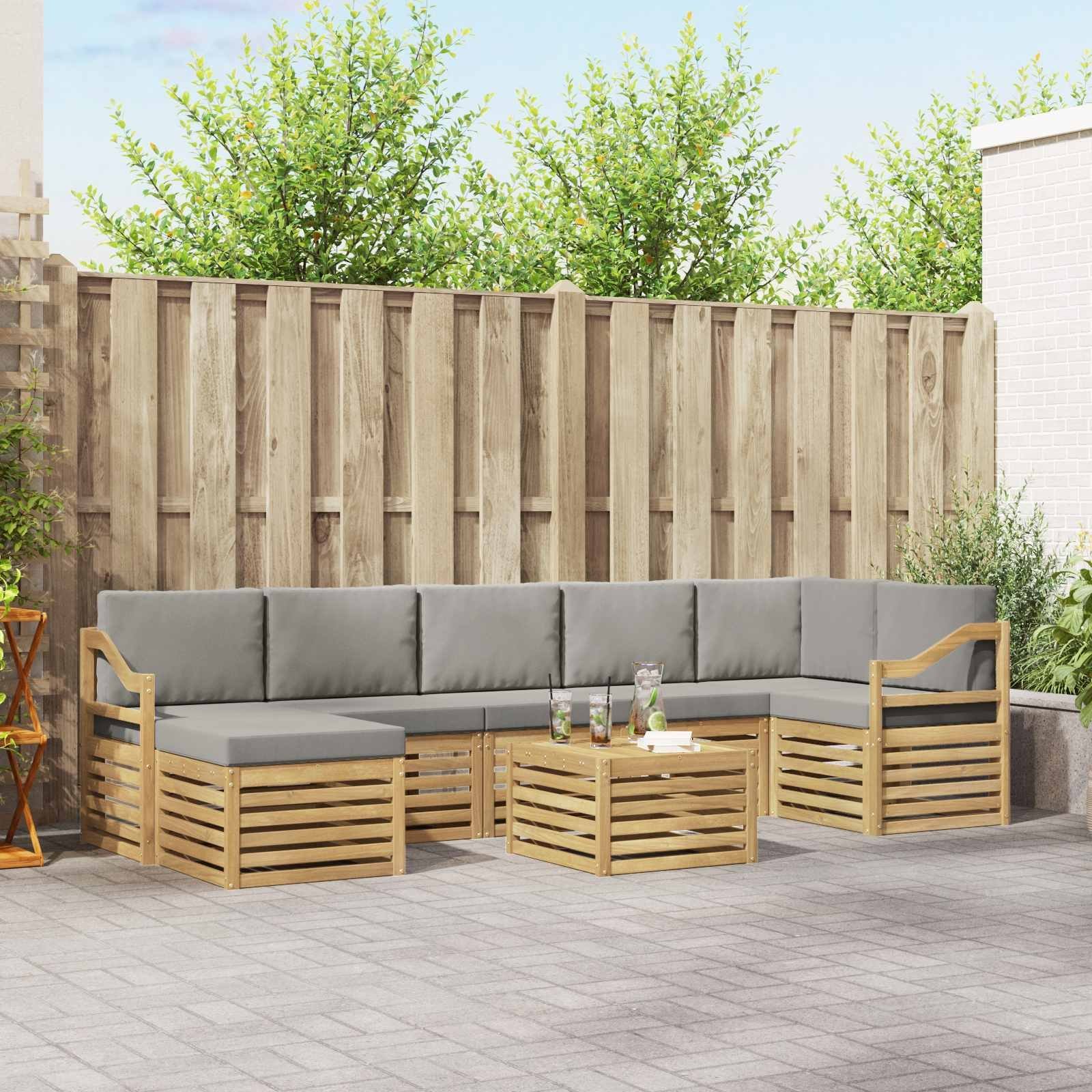 vidaXL Zestaw sof na zewnątrz 8 pcs Biały i jasnoszary 59 x 59 x 37 cm