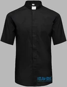 Szaty liturgiczne - Koszula kapłańska z koloratką, którki rękaw czarna - miniaturka - grafika 1