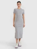 Sukienki - 4F Sukienka midi z prążkowanej dzianiny damska - szara M - miniaturka - grafika 1