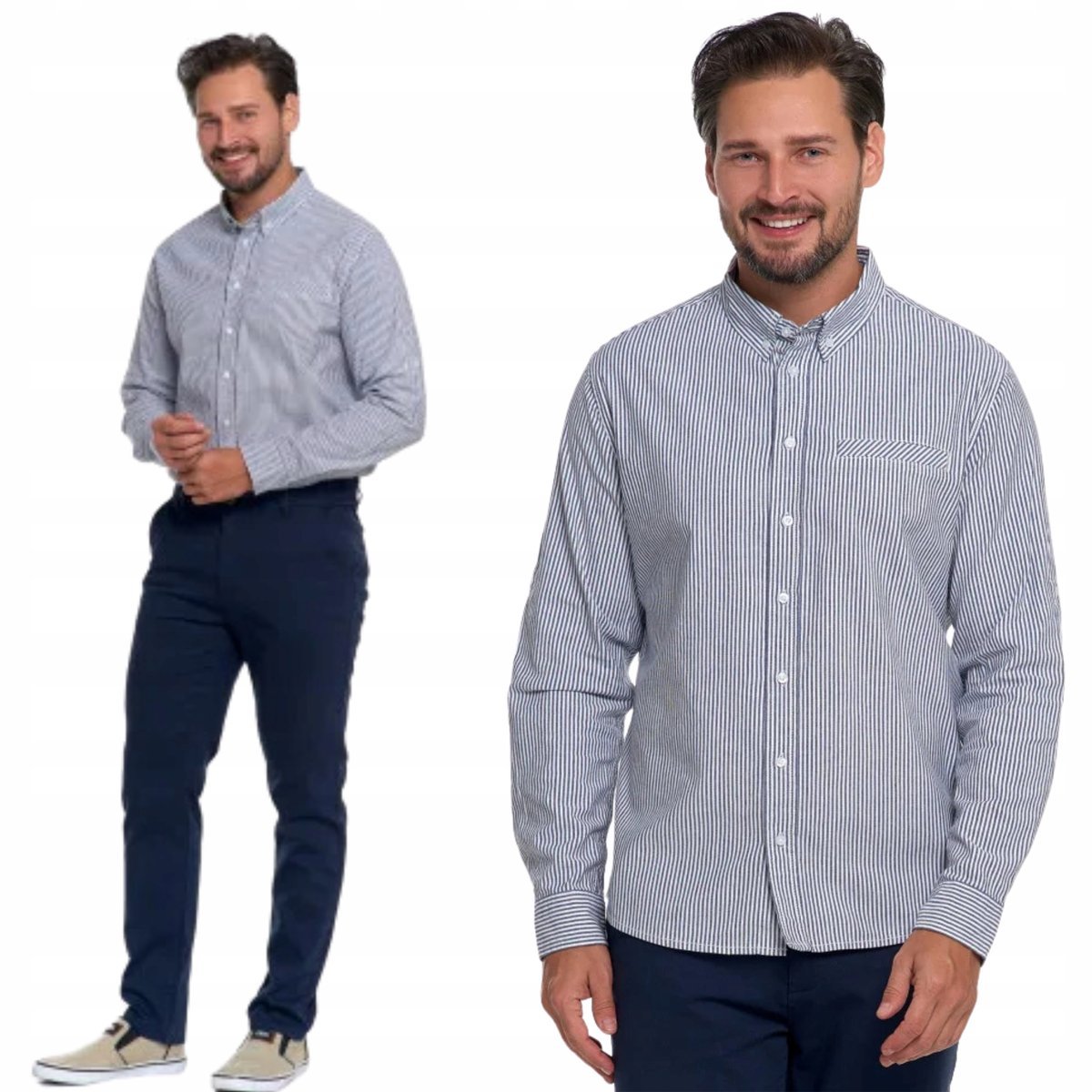 KOSZULA MĘSKA BAWEŁNIANA DŁUGI RĘKAW W PASKI ELEGANCKA KLASYCZNA MORAJ 3XL PATT 1