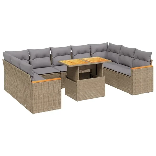 Zestaw mebli ogrodowych modułowych beżowy rattan PE, wymiary 62 x 62 x 69