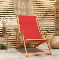 Fotele i krzesła ogrodowe - Lumarko Składany leżak plażowy, lite drewno tekowe, czerwony - miniaturka - grafika 1