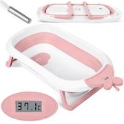 Inne akcesoria do pielęgnacji dzieci - Wanienka dla niemowląt z termometrem RK-282 biało-różowa - miniaturka - grafika 1
