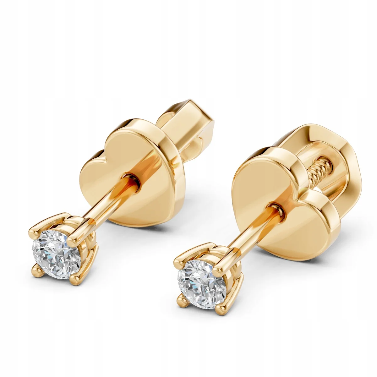 ZŁOTE KOLCZYKI 585 Z DIAMENTEM BRYLANTEM 0,12 CT G/Si ESSYA