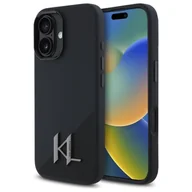 Etui i futerały do telefonów - Karl Lagerfeld KLHMP16SSCMKMPCK iPhone 16 6.1" czarny/black hardcase Silicone Shadow Metal Initial MagSafe - miniaturka - grafika 1