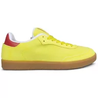 Trampki damskie - Trampki Damskie Zamszowe Żółte Modne Stylowe Skórzane Wygodne Lekkie Sportowe Sznurowane Oddychające 37 - miniaturka - grafika 1