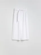 Spodnie damskie - Reserved - Luźne spodnie z wiązaniem - biały - miniaturka - grafika 1