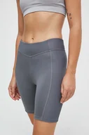 Spodenki damskie - Reebok szorty do jogi kolor szary gładkie high waist - miniaturka - grafika 1