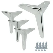 Zawiasy, okucia i inne akcesoria - Zestaw 4 nóżek meblowych Gwiazda srebrny chrom wysokość 15 cm - miniaturka - grafika 1