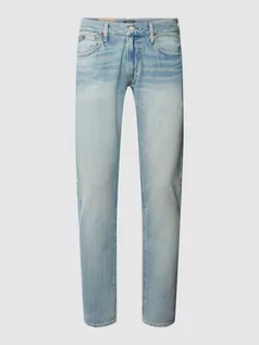 Spodnie męskie - Jeansy o kroju slim fit z detalami z logo - grafika 1