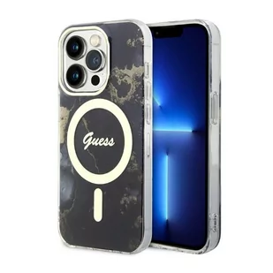 Guess GUHMP14XHTMRSK do Apple iPhone 14 Pro Max 6,7" czarny/black hardcase Golden Marble MagSafe - Etui i futerały do telefonów - miniaturka - grafika 1