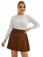 Spódnice - Shein Plus Size Spódnica Damska Brązowa 44 V4I - miniaturka - grafika 1