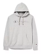 Bluzy męskie - Champion Męska bluza z kapturem Rochester 1919, z logo, szary melanż, S, Szary nakrapiany (logm), S - miniaturka - grafika 1