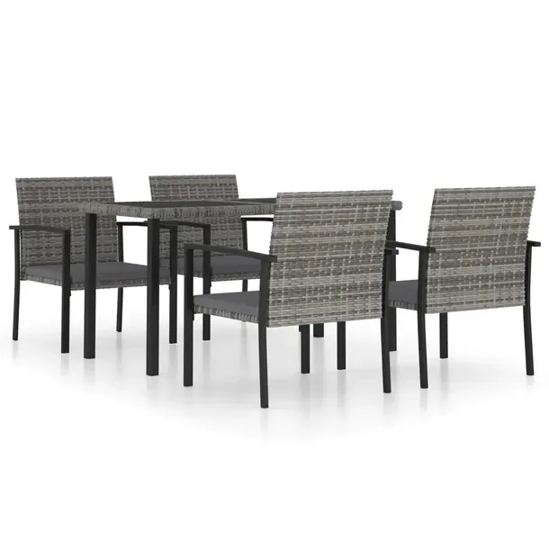 Zestaw Ogrodowy z Polirattanu i Stali, Stół 140x70x73 cm, Krzesła 53x58.
