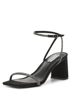 Sandały damskie - Steve Madden Damskie sandały na obcasie Kobiety Sztuczna skóra czarny|srebrny jednolity, 40 - miniaturka - grafika 1