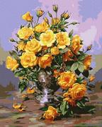 Malowanie po numerach - Artnapi 40x50cm Obraz Do Malowania Po Numerach Na Drewnianej Ramie - Piękne żółte róże - miniaturka - grafika 1
