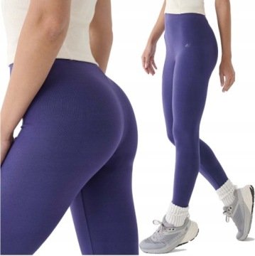 4F Legginsy Dzianinowe Bawełniane Getry Klasyczne Wysoki Stan TTIGF195 > L