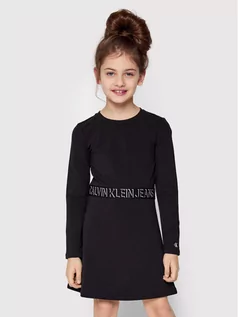 Sukienki i spódniczki dla dziewczynek - Calvin Klein Jeans Sukienka codzienna Shadow Logo IG0IG01211 Czarny Regular Fit - grafika 1