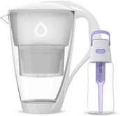 Dzbanki filtrujące - Szklany dzbanek Dafi CRYSTAL biały Unimax z fioletową butelką Solid 0,5 - miniaturka - grafika 1
