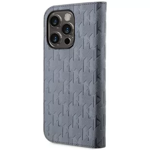 Karl Lagerfeld KLBKP14LSAKLHPG iPhone 14 Pro 6.1" bookcase srebrny/silver Saffiano Monogram - Etui i futerały do telefonów - miniaturka - grafika 2