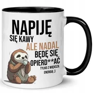 Kubki - KUBEK CZARNY COFFE PREZENT DO PRACY NAPIJE SIĘ KAWY URODZINY IMIENINY WZ - miniaturka - grafika 1