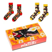 Skarpetki męskie - ZOOKSY kolorowe skarpety męskie w zestawie r.41-46 2 pary, skarpety w jajka i tosty - mixTURY ŚNIADANIOWE - miniaturka - grafika 1