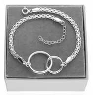 Bransoletki - Srebrna szeroka bransoletka elegancka dwa kółka obręcze srebro 925 - miniaturka - grafika 1