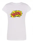 Koszulki i topy damskie - T-Shirt damski kolorowy nadruk BOOM r.S - miniaturka - grafika 1