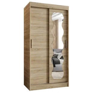 Szafa przesuwna garderoba z lustrem do kawalerki SPOTI 100 artisan, biały, czarny, kaszmir, sonoma - Szafy - miniaturka - grafika 1