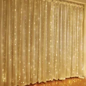 Oświetlenie świąteczne - Kurtyna Ledowa 100 lampek LED 3m x 1m bez zawieszki, WARM WHITE / CIEPŁY BIAŁY - miniaturka - grafika 1