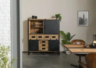 BLACKBURN Regał #557 Mango lakierowane / Czarny metal 140x45x160 cm - Regały - miniaturka - grafika 1