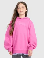 Bluzy dla dziewczynek - 4F Bluza dresowa nierozpinana z kapturem dziewczęca - różowa 122 (6-7 lat) - miniaturka - grafika 1
